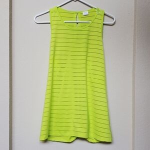 BCG Womens TANK Neon Yellow Green Racerback Striped Burnout Mesh Cover-up Size